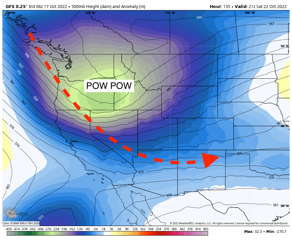 Powder Alert! Feet of snow expected for the west with 2 cold storms in the 7-14 day forecast!