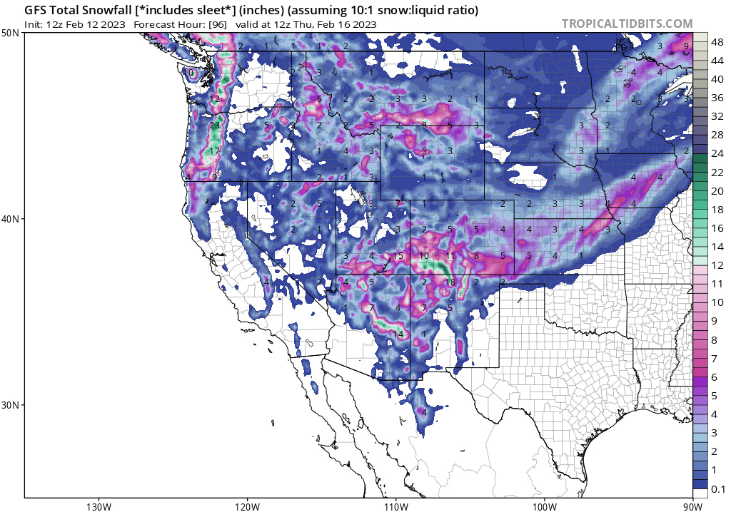 EPIC ALERT - 20-28 inches San Juan Range, 9-16 inches PNW and areas of the northern Rockies.