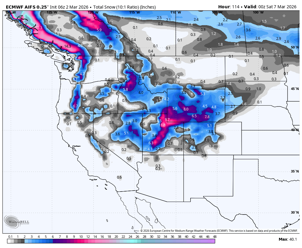 Powder Watch- Double Digits Possible In the Rockies