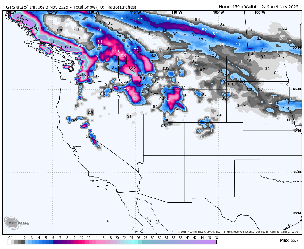 7 Day Powder Forecast- Jet Stream Tracking North.