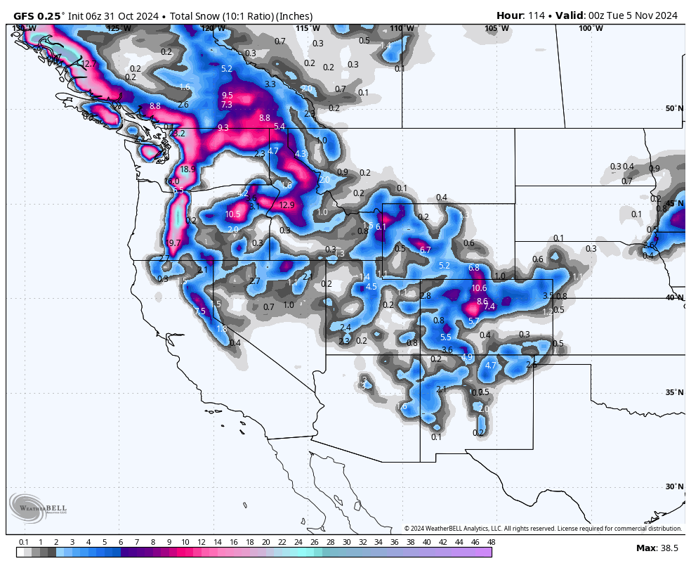 POWDER ALERT: Over THREE FEET- PNW This Week, Snow Hits the Entire West in the Next 7 Days.