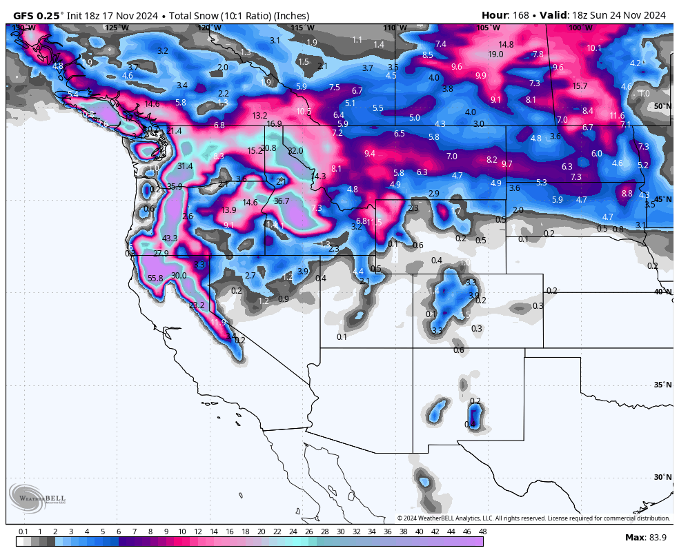 SNORKEL ALERT! 2 Additional Storms- 15-35 inches of snow-PNW, Sierra, North Rockies