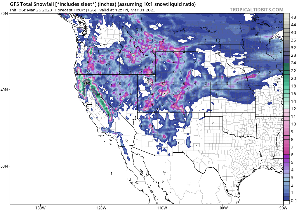 POWDER ALERT! Snow apocalypse continues through early April for the west.