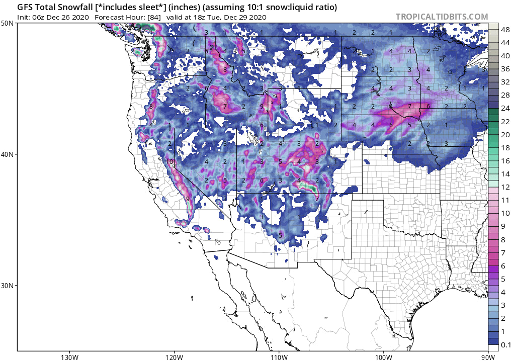 Decent Snow Totals For The West! Colorado is back in scoring position.