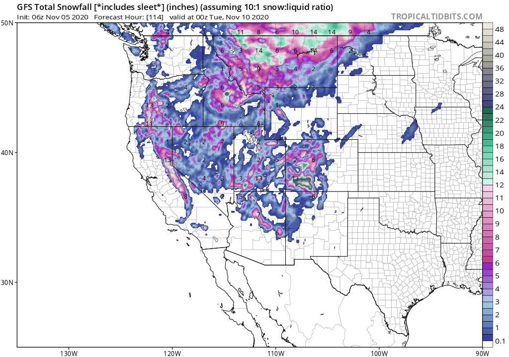 POWDER ALERT- 1-2 FEET FOR NORTH/CENTRAL MONTANA, SOUTHERN COLORADO AND THE FIRST SNOW FOR THE SIERRA.