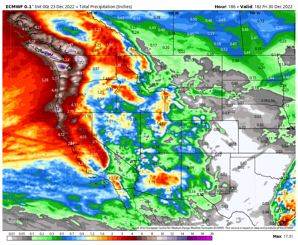 Atmospheric River Headed To The West- Powder Alert- Dodge the winds and warmer air.